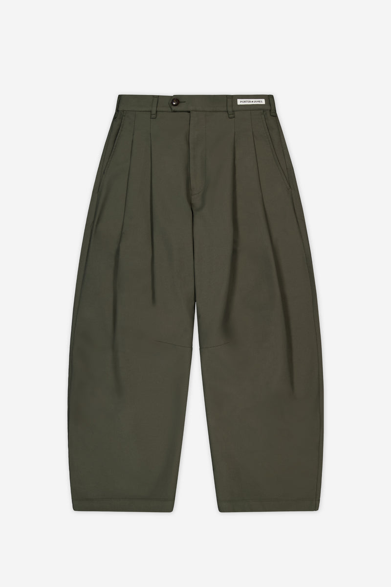 Dart-Knee Pleated Trousers