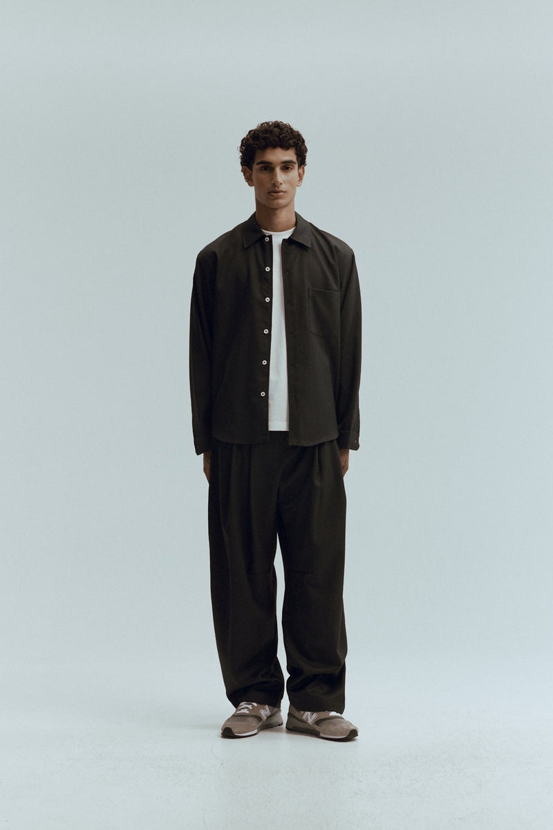 Dart-Knee Pleated Trousers - Charcoal | Porter James