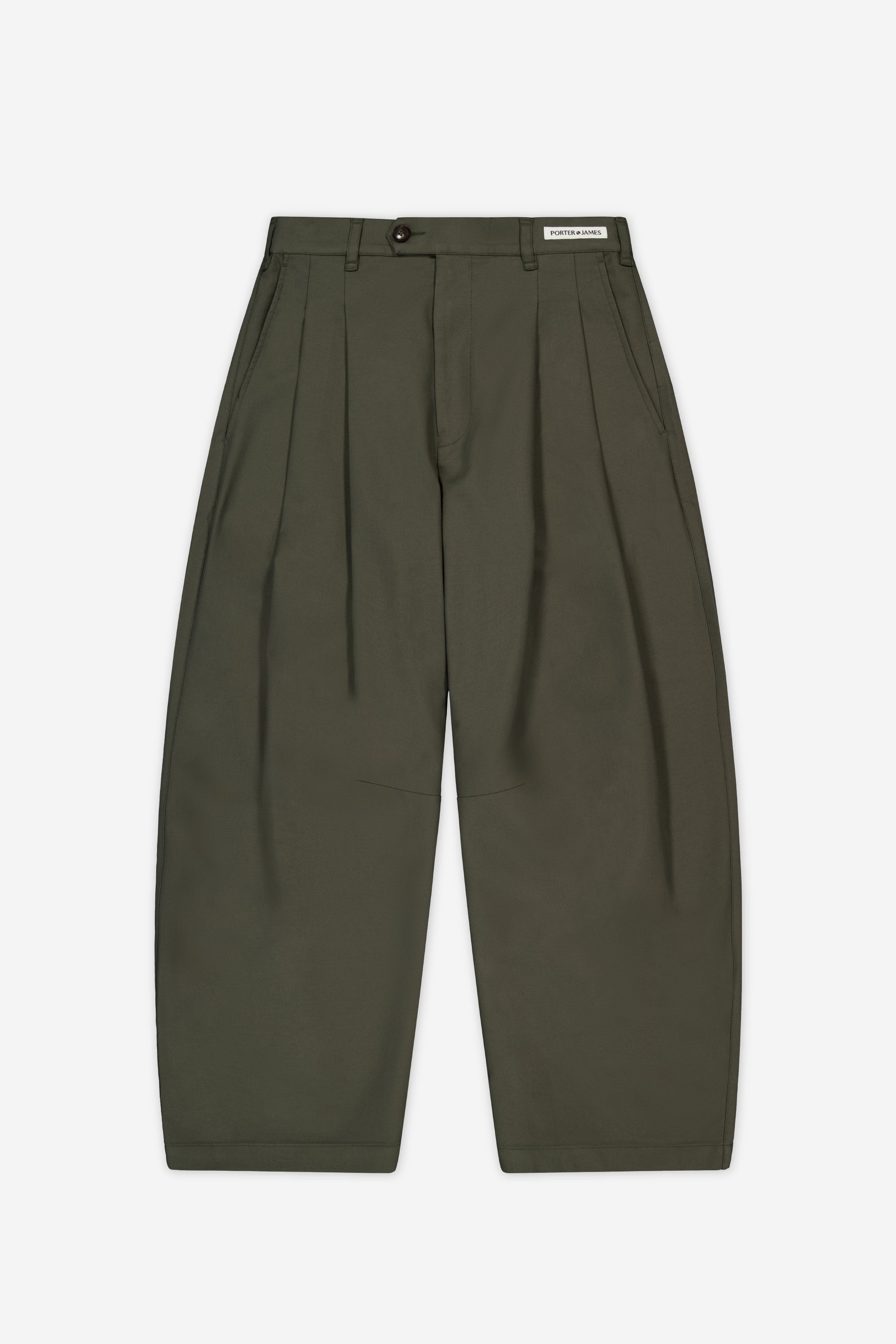Dart-Knee Pleated Trousers - Black Cotton / Nylon | Porter James