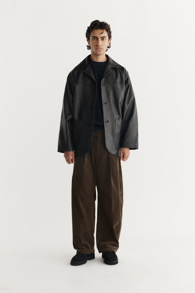 4-Button Leather Coat