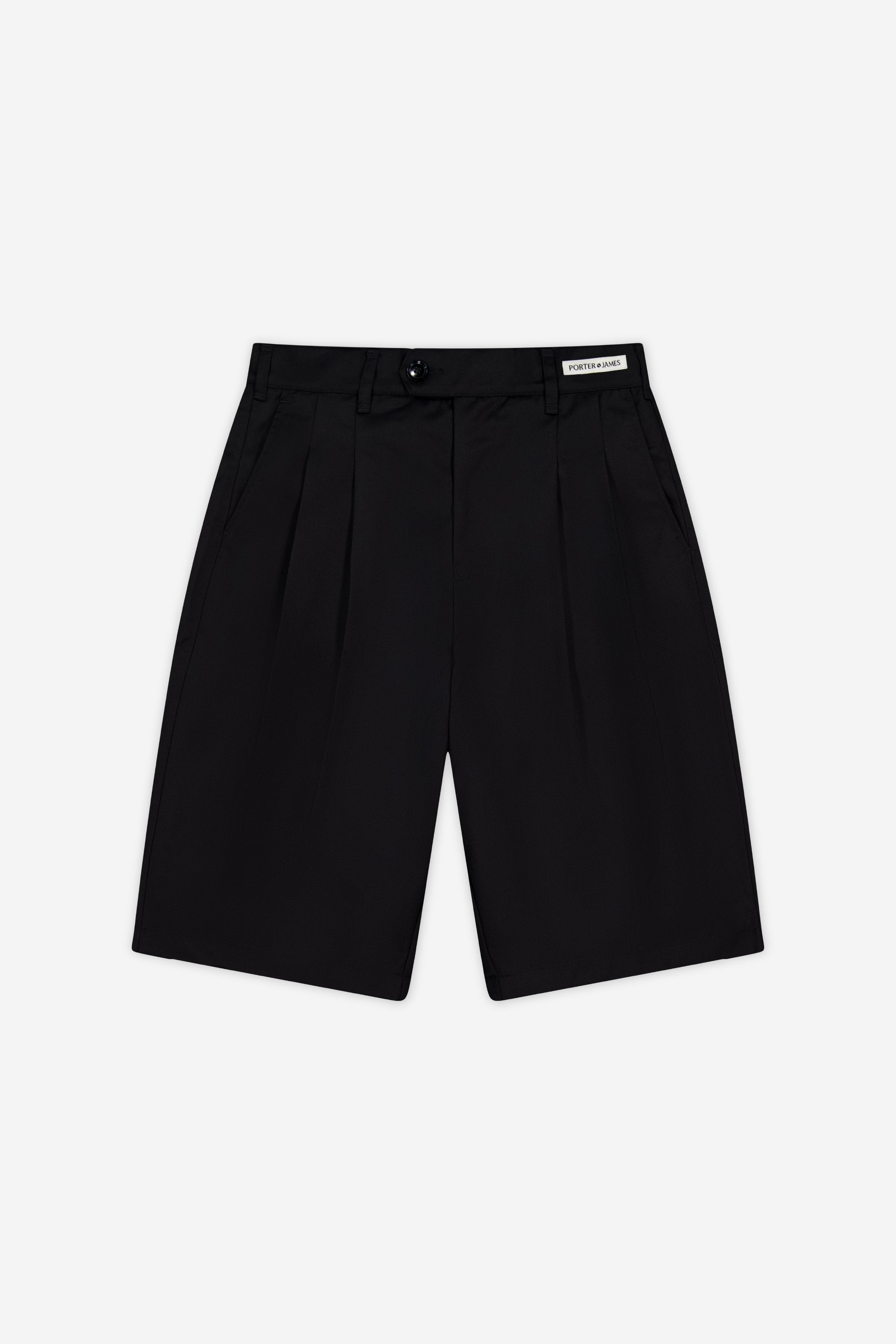 Double-Pleated Shorts - Navy Suiting | Porter James