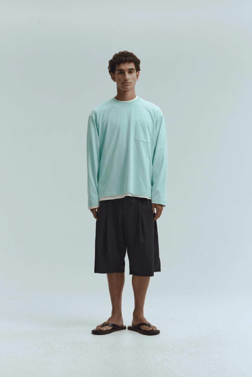 Double-Pleated Shorts - Indigo Chambray | Porter James