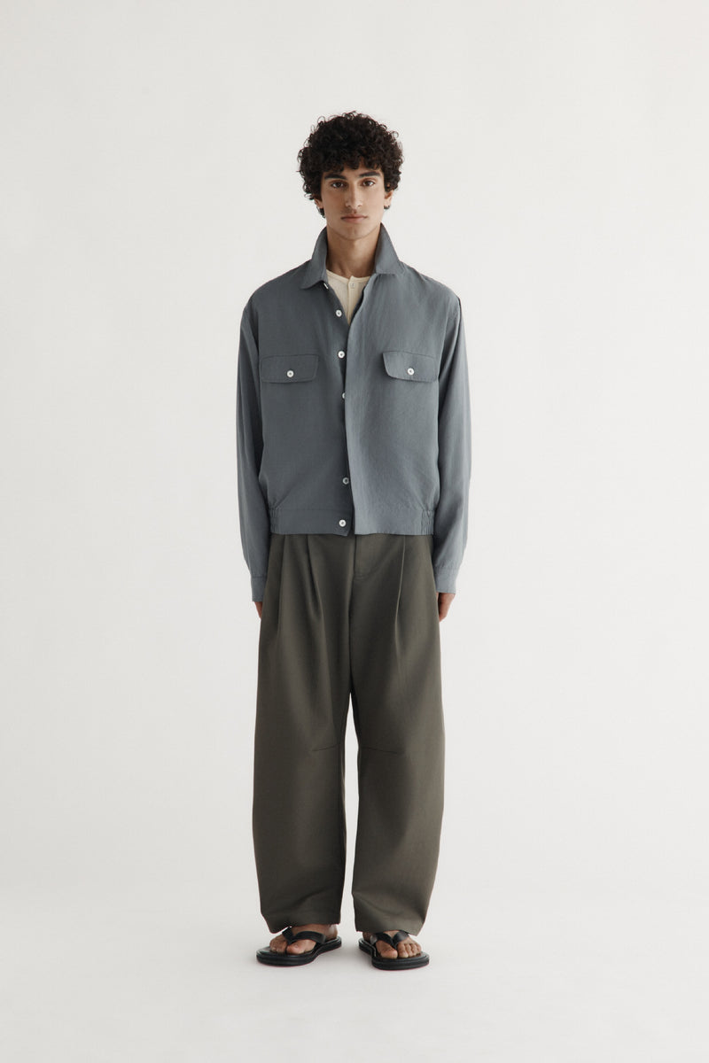 Dart-Knee Pleated Trousers