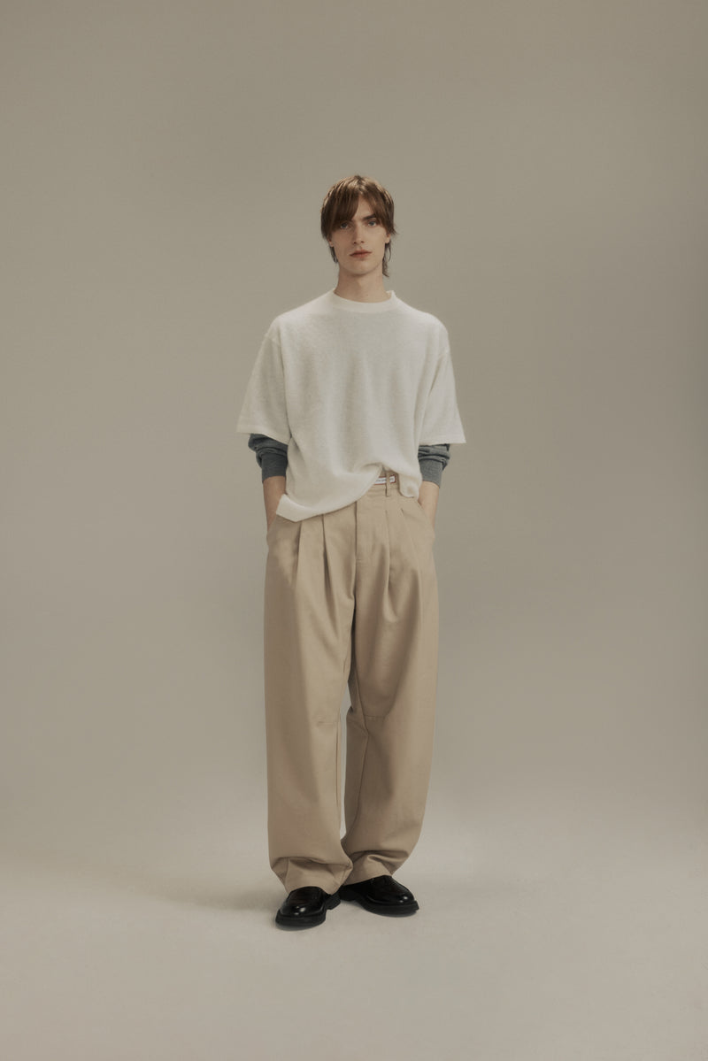 Dart-Knee Pleated Trousers