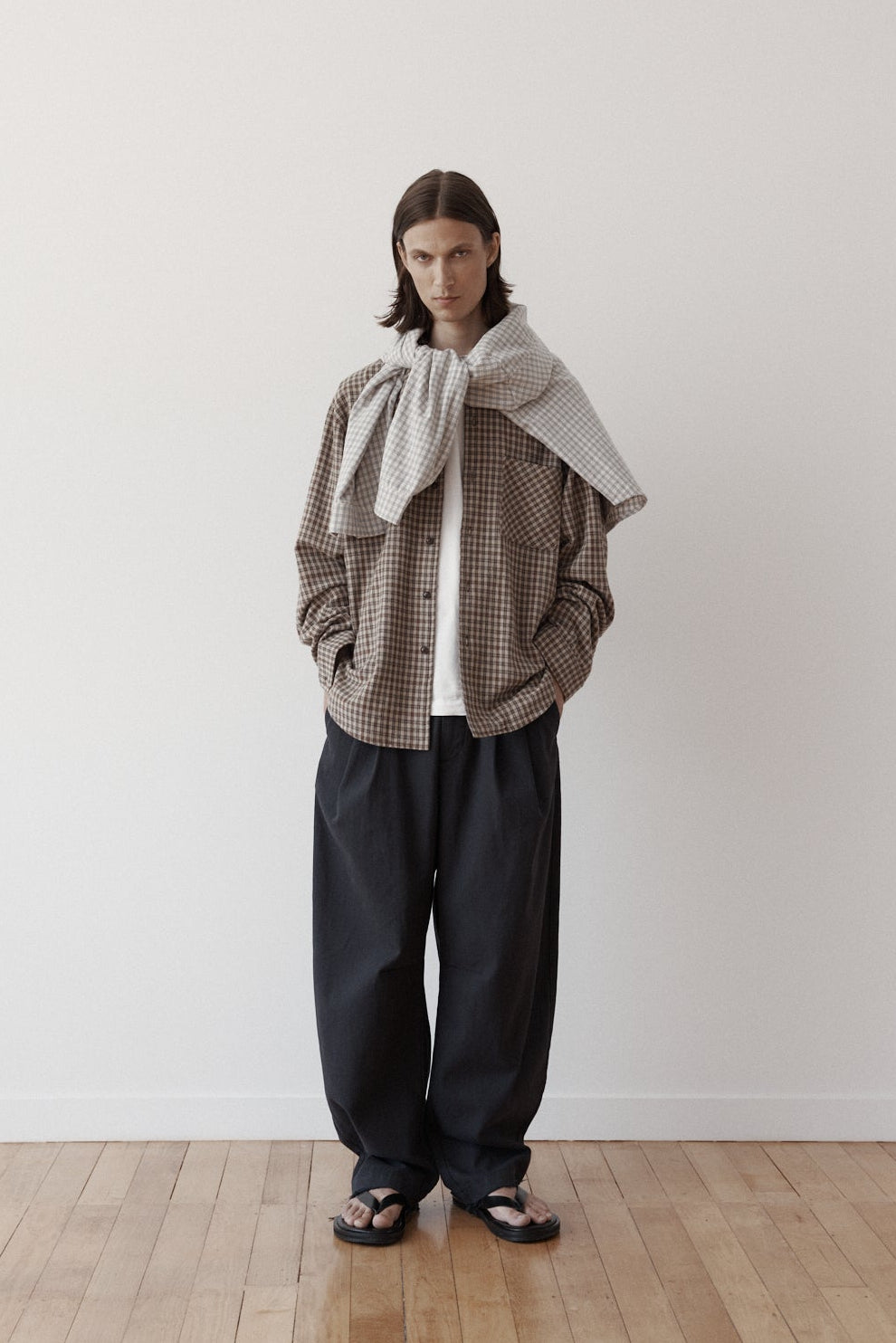 Dart-Knee Pleated Trousers