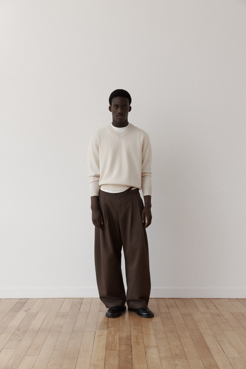Dart-Knee Pleated Trousers