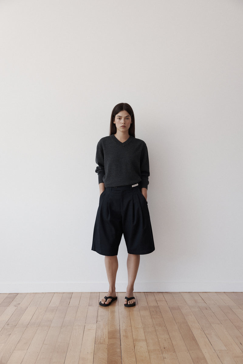 Double-Pleated Shorts