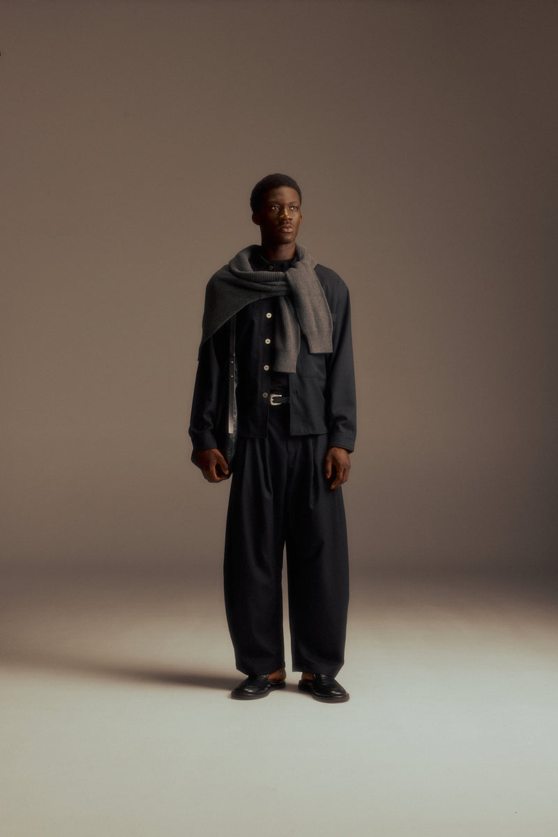 Dart-Knee Pleated Trousers