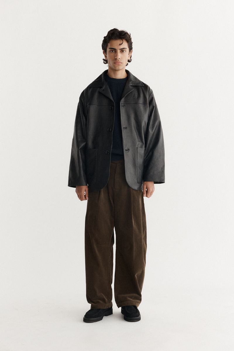 4-Button Leather Coat